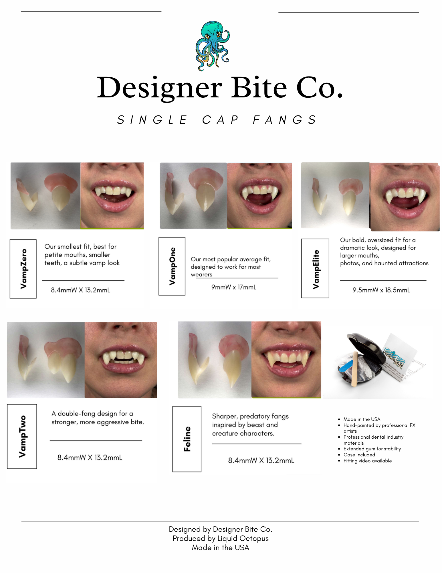 Realistic Vampire Fang Caps – Custom Reusable Single Fangs for Cosplay, Creatures & FX Makeup | Designer Bite Co