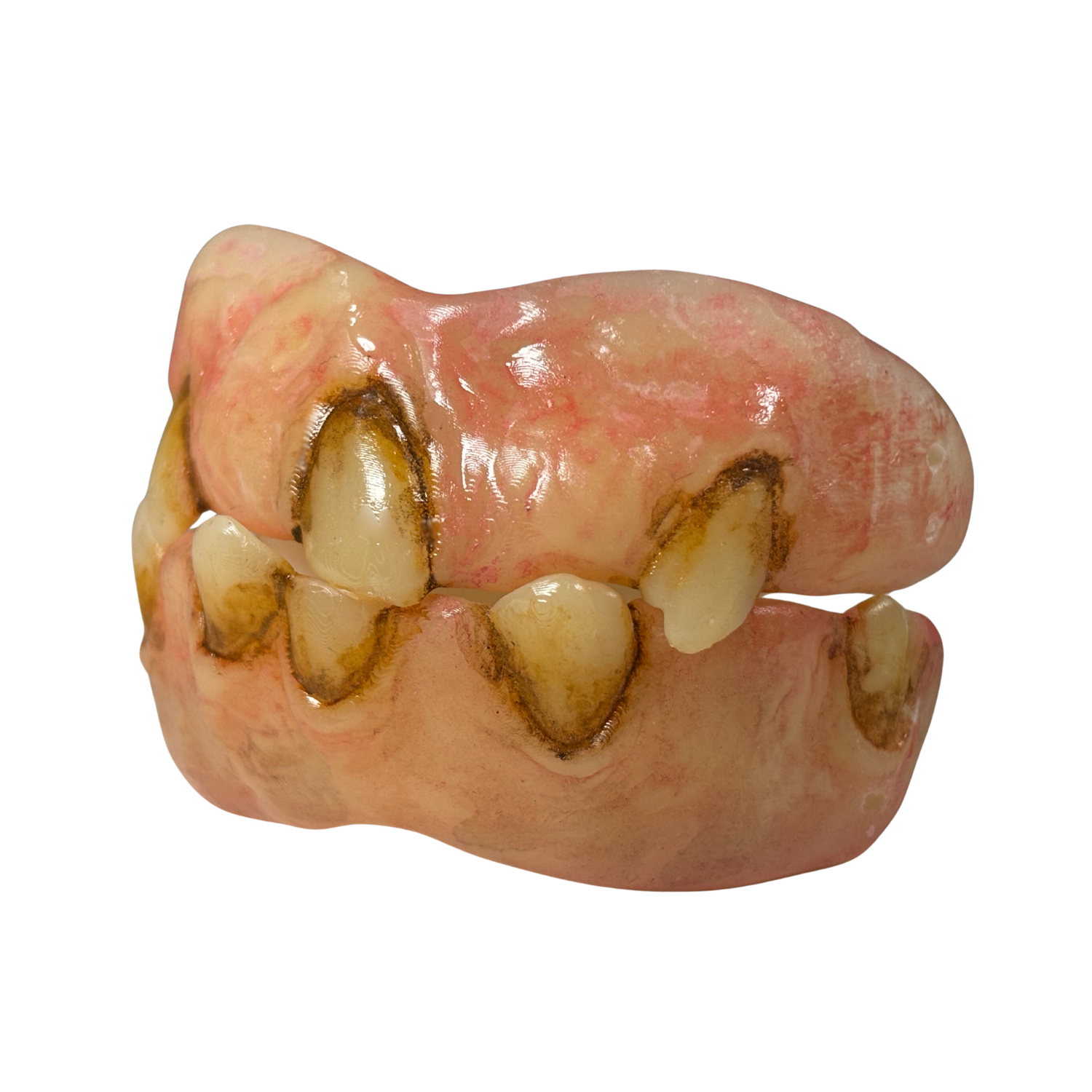 Creepy monster teeth prosthetic worn for horror cosplay and character makeup
