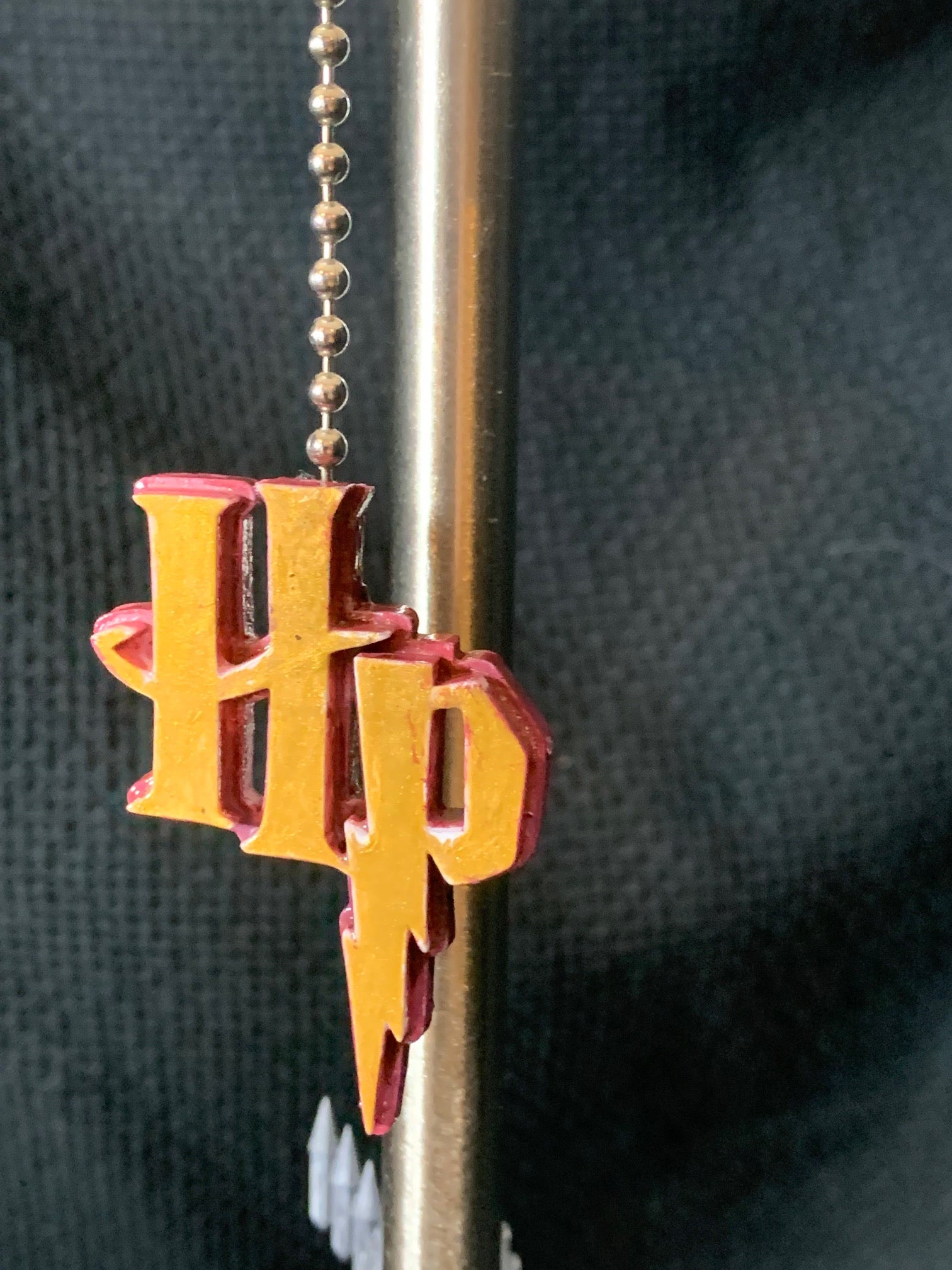 Wizard inspired Lamp with Hidden Message - Hand Painted Castle and Chain Pull